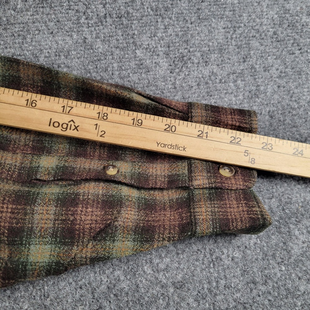 Pendleton Outdoor Shirt Mens XL Green Brown Plaid Washable Wool Button Up - Picture 7 of 9